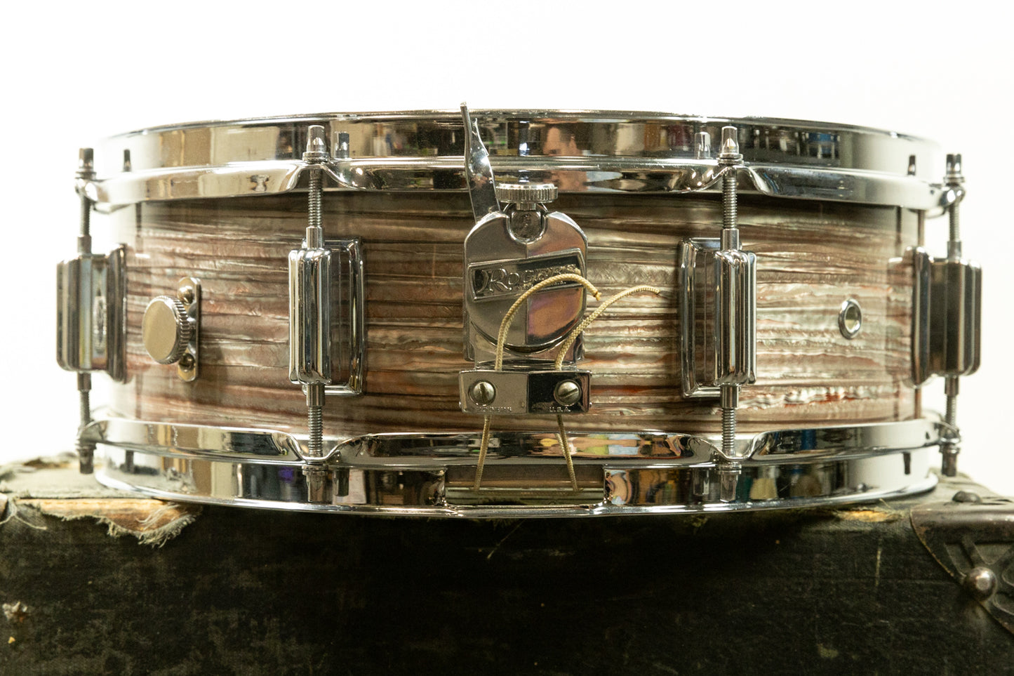 Vintage Rogers 5x14 Pink Strata Pearl Snare Drum