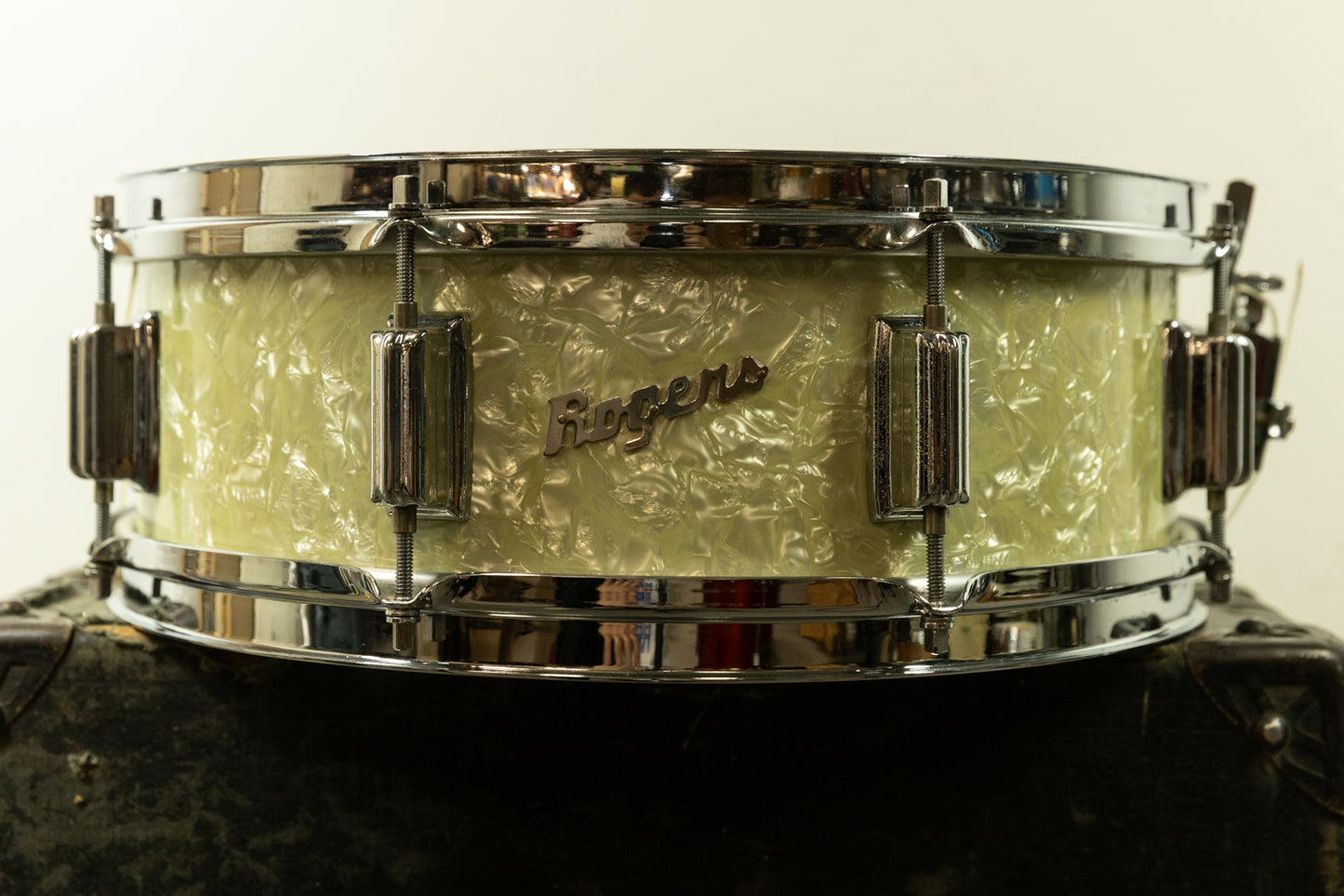1960s Rogers 5x14 White Marine Pearl Tower Snare Drum