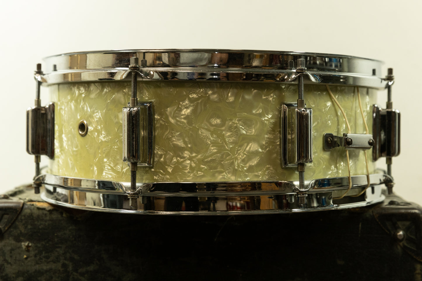 1960s Rogers 5x14 White Marine Pearl Tower Snare Drum
