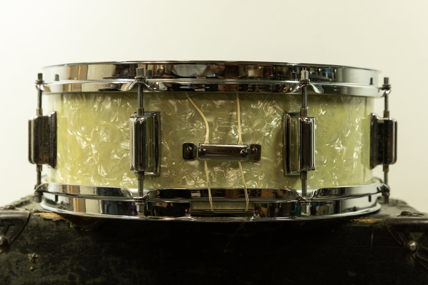1960s Rogers 5x14 White Marine Pearl Tower Snare Drum