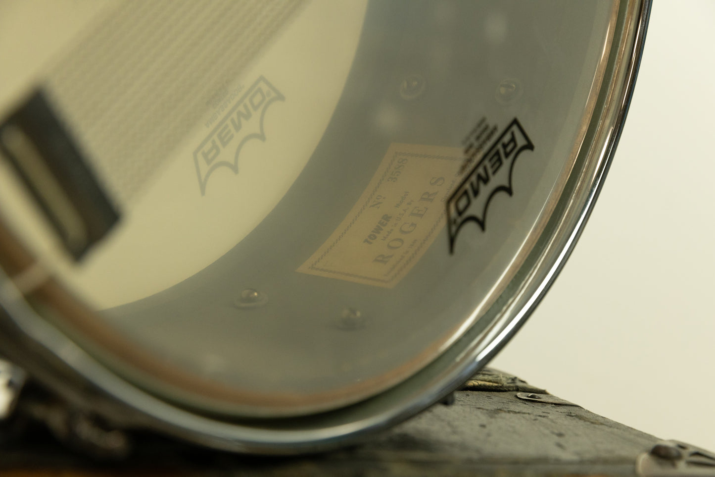 1960s Rogers 5x14 White Marine Pearl Tower Snare Drum