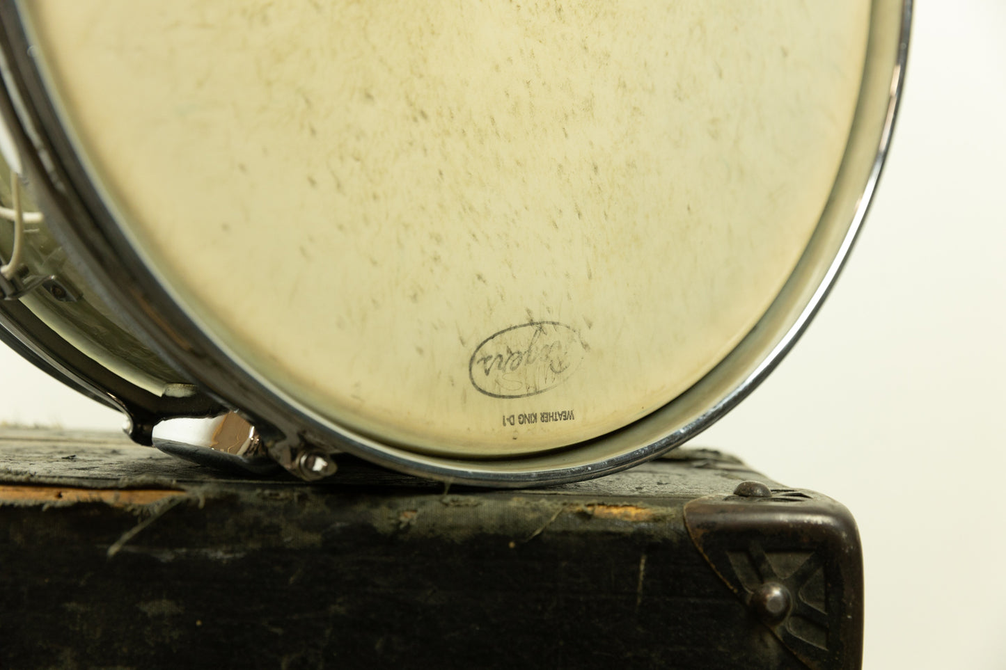 1950s Rogers 5x14 "Eagle Badge Spotlight" White Marine Pearl Snare Drum