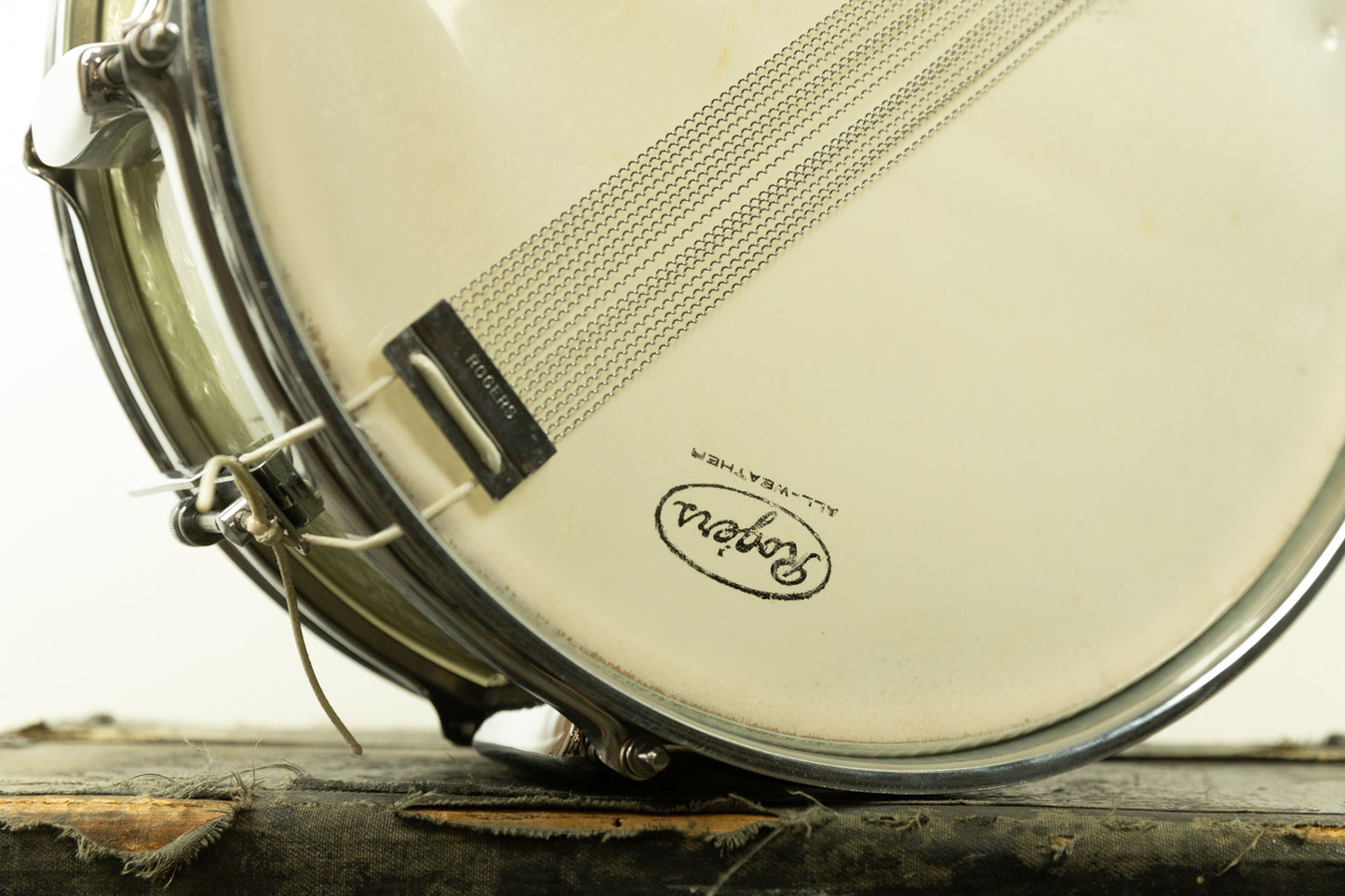 1950s Rogers 5x14 "Eagle Badge Spotlight" White Marine Pearl Snare Drum