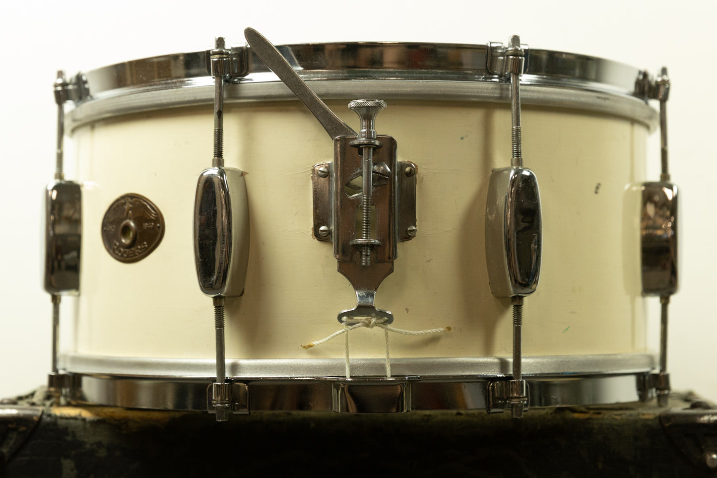 1950s Rogers 6.5x14 White Lacquer Broadway Snare Drum