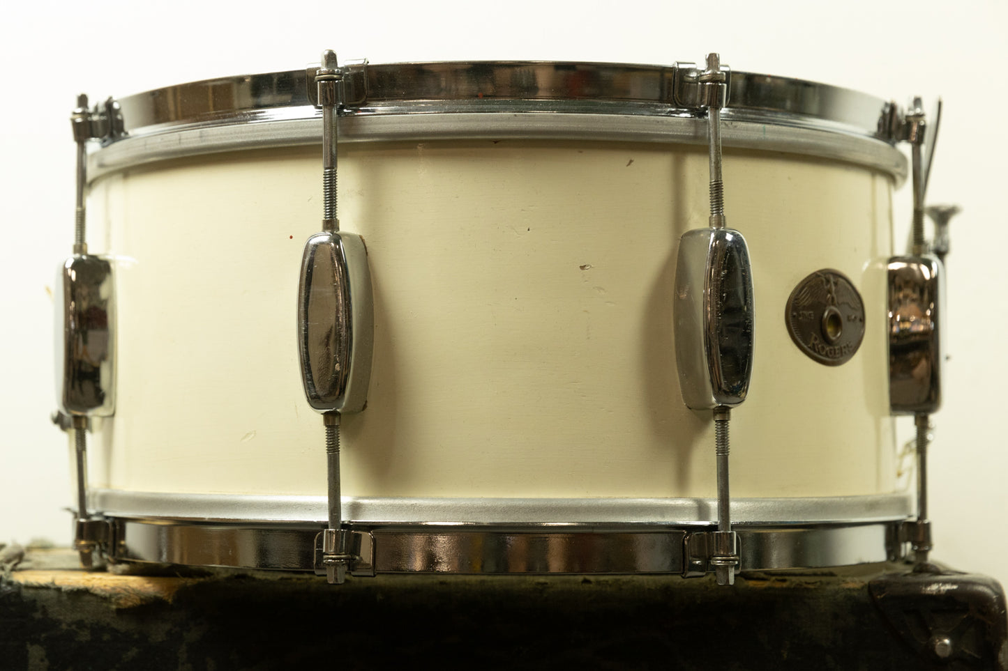 1950s Rogers 6.5x14 White Lacquer Broadway Snare Drum