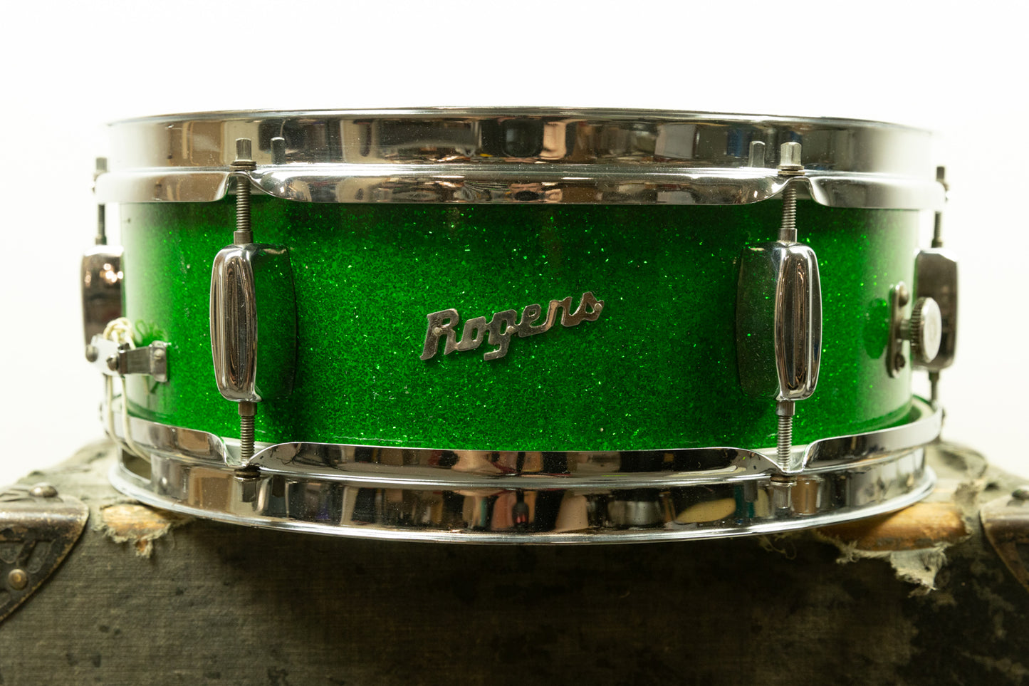 1960s Rogers 5x14 Sparkling Green Pearl Luxor Snare Drum