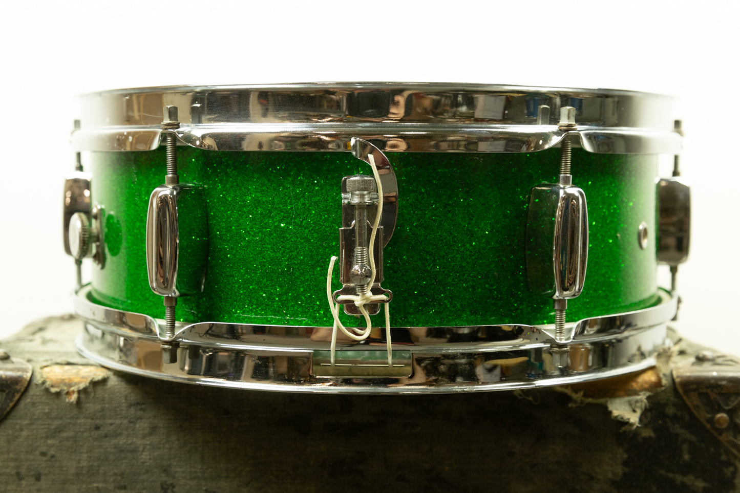 1960s Rogers 5x14 Sparkling Green Pearl Luxor Snare Drum