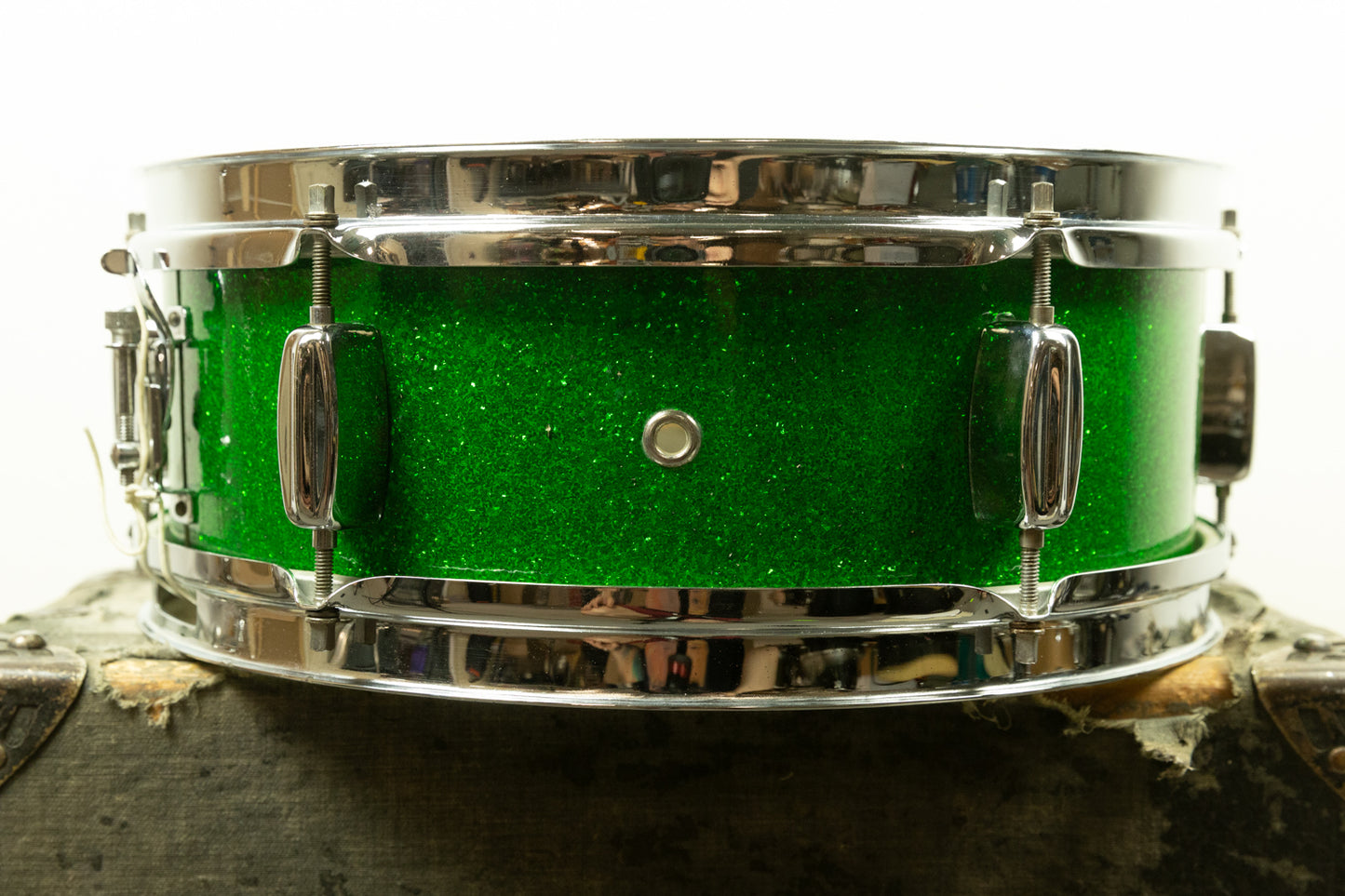 1960s Rogers 5x14 Sparkling Green Pearl Luxor Snare Drum