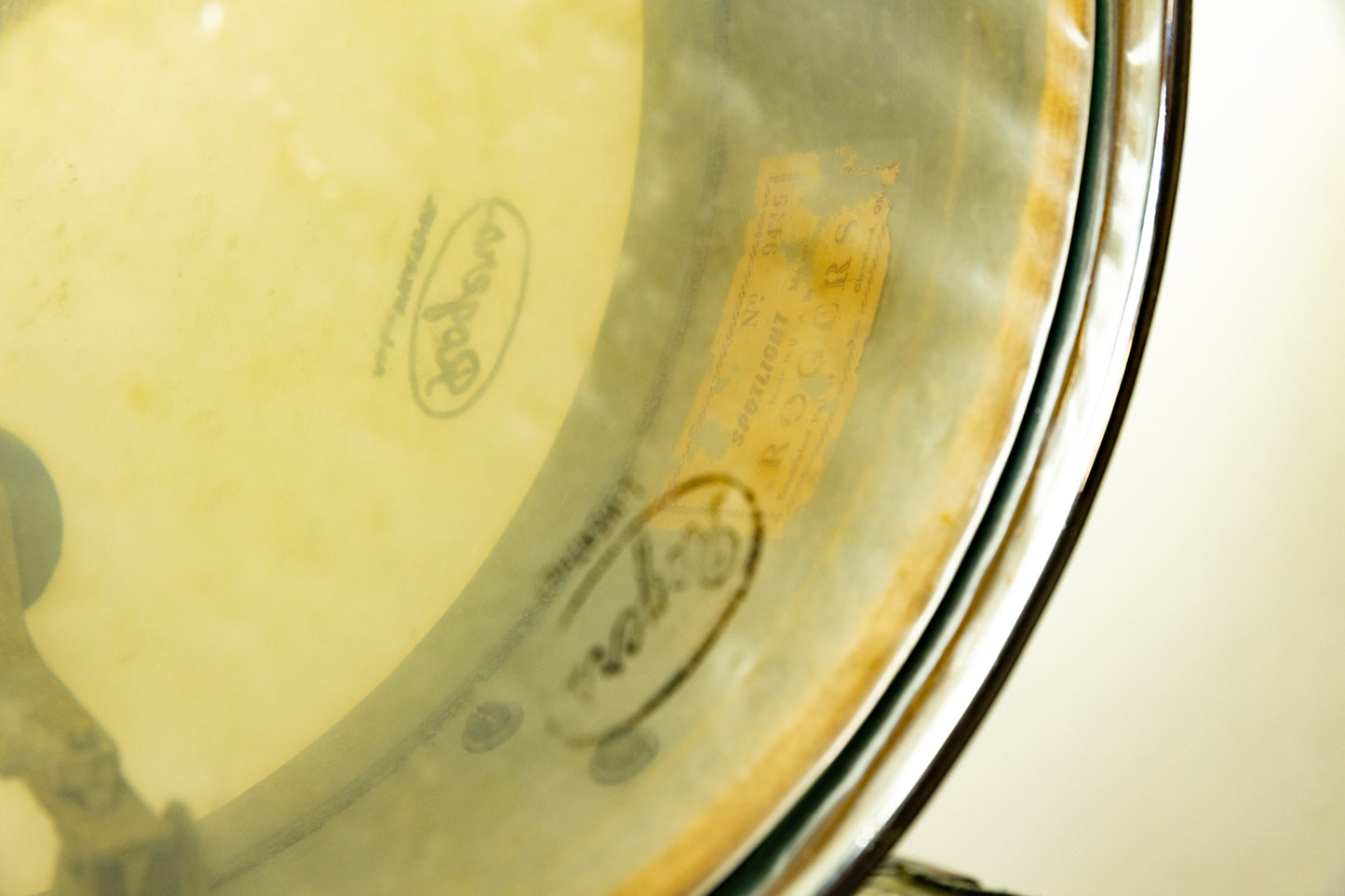 1960s Rogers 5x14 Sparkling Green Pearl Luxor Snare Drum