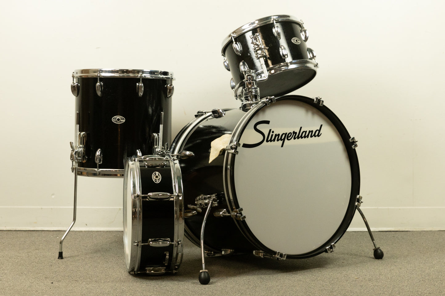 1970s Slingerland Black Lacquer "Modern Jazz" Drum Set