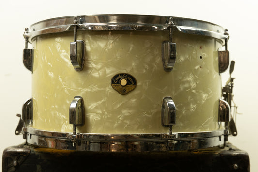 1950s Leedy 8x15 "Concert King" White Marine Pearl Snare Drum