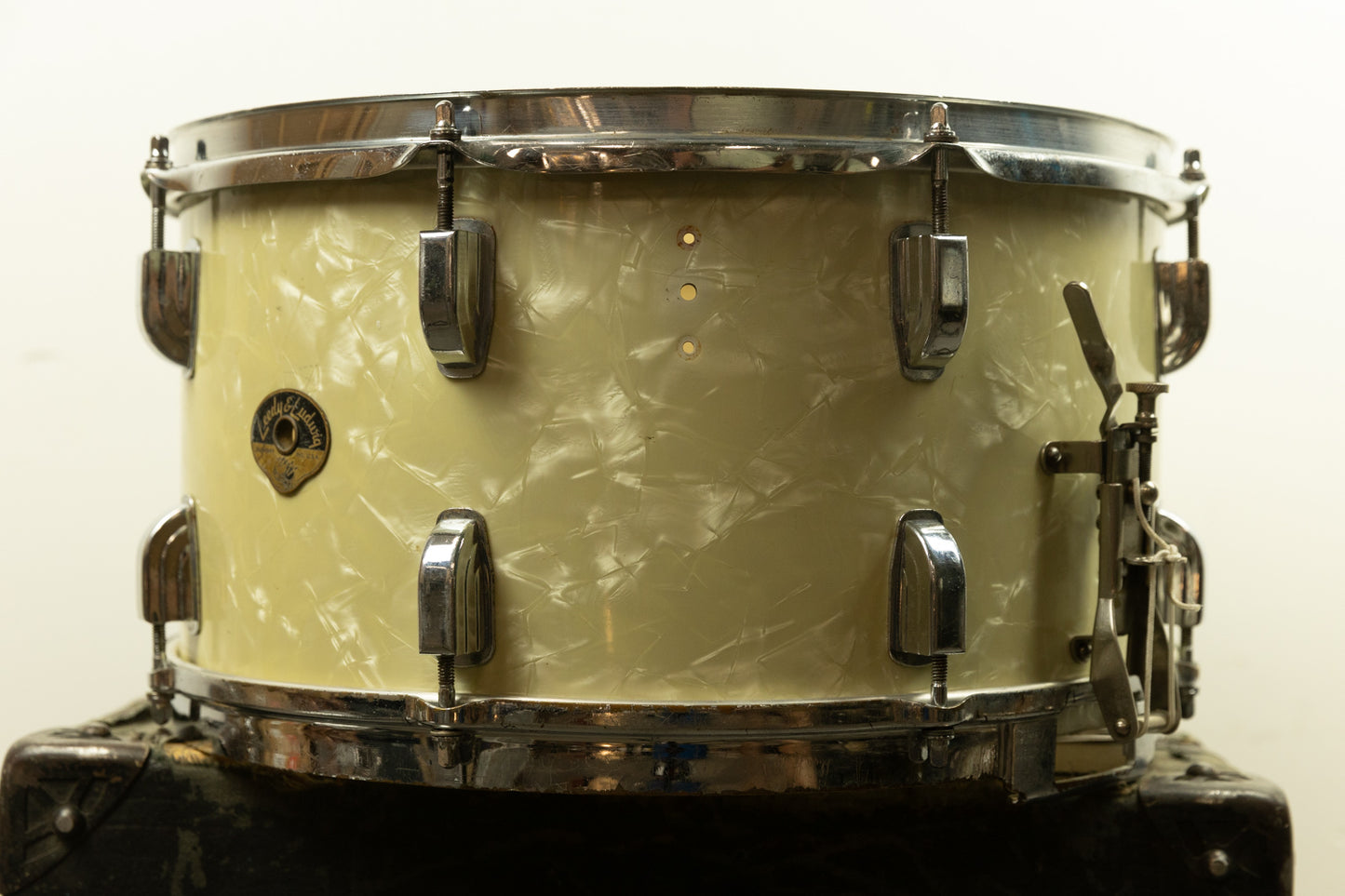 1950s Leedy 8x15 "Concert King" White Marine Pearl Snare Drum