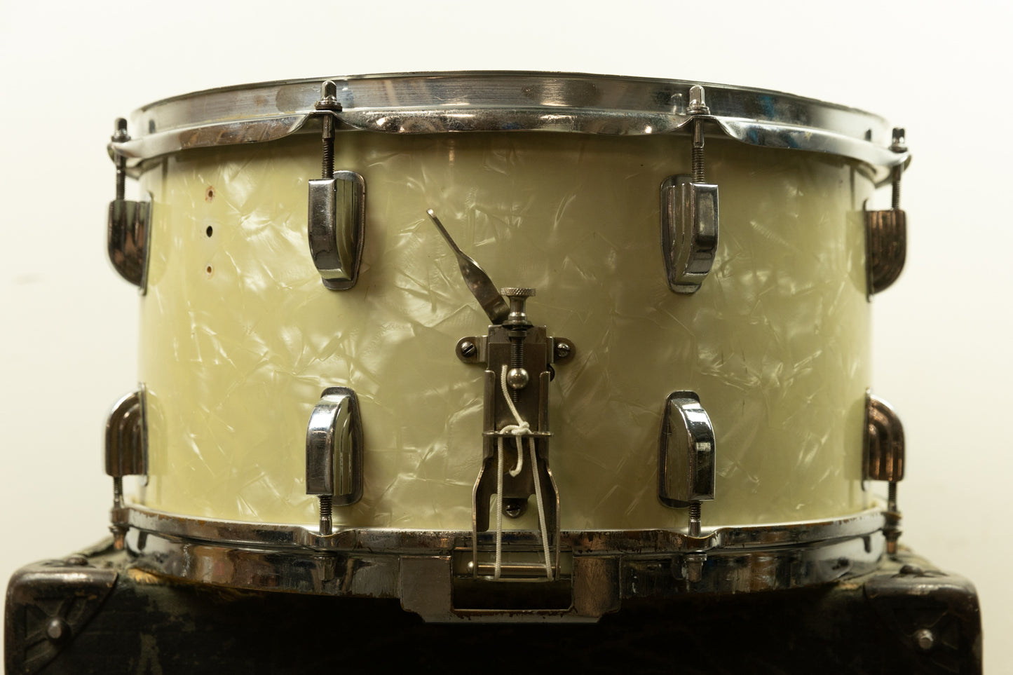 1950s Leedy 8x15 "Concert King" White Marine Pearl Snare Drum