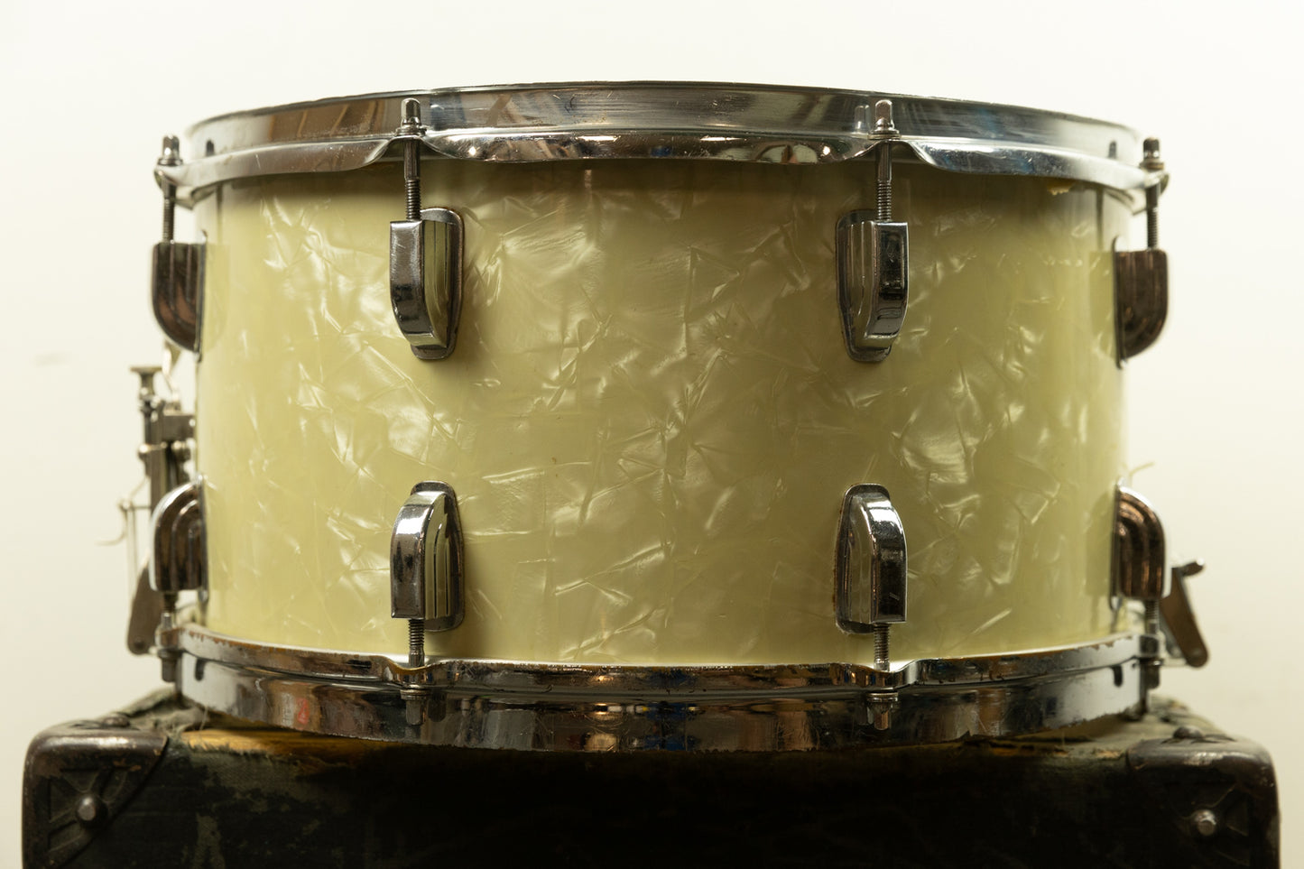 1950s Leedy 8x15 "Concert King" White Marine Pearl Snare Drum