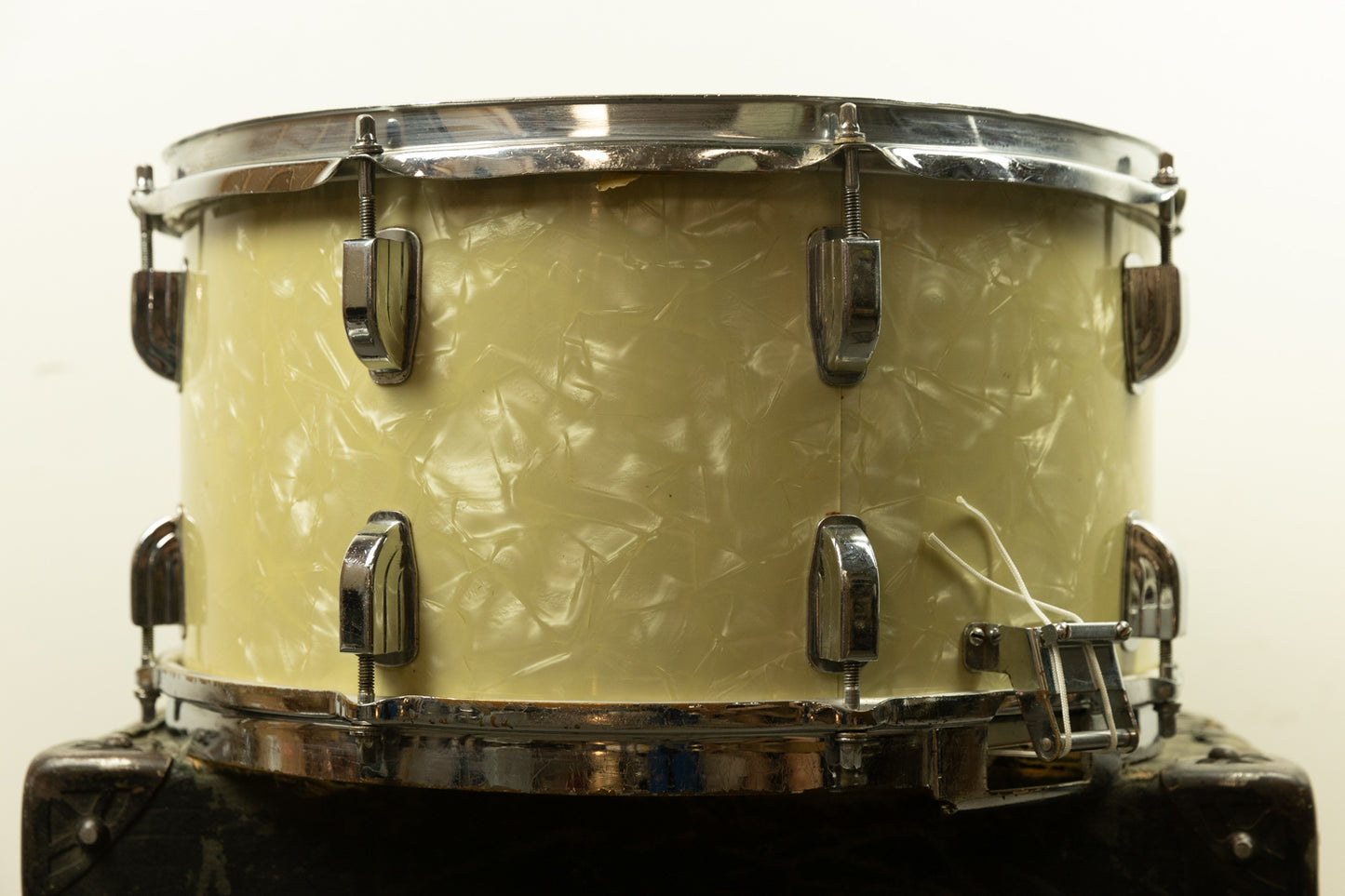 1950s Leedy 8x15 "Concert King" White Marine Pearl Snare Drum