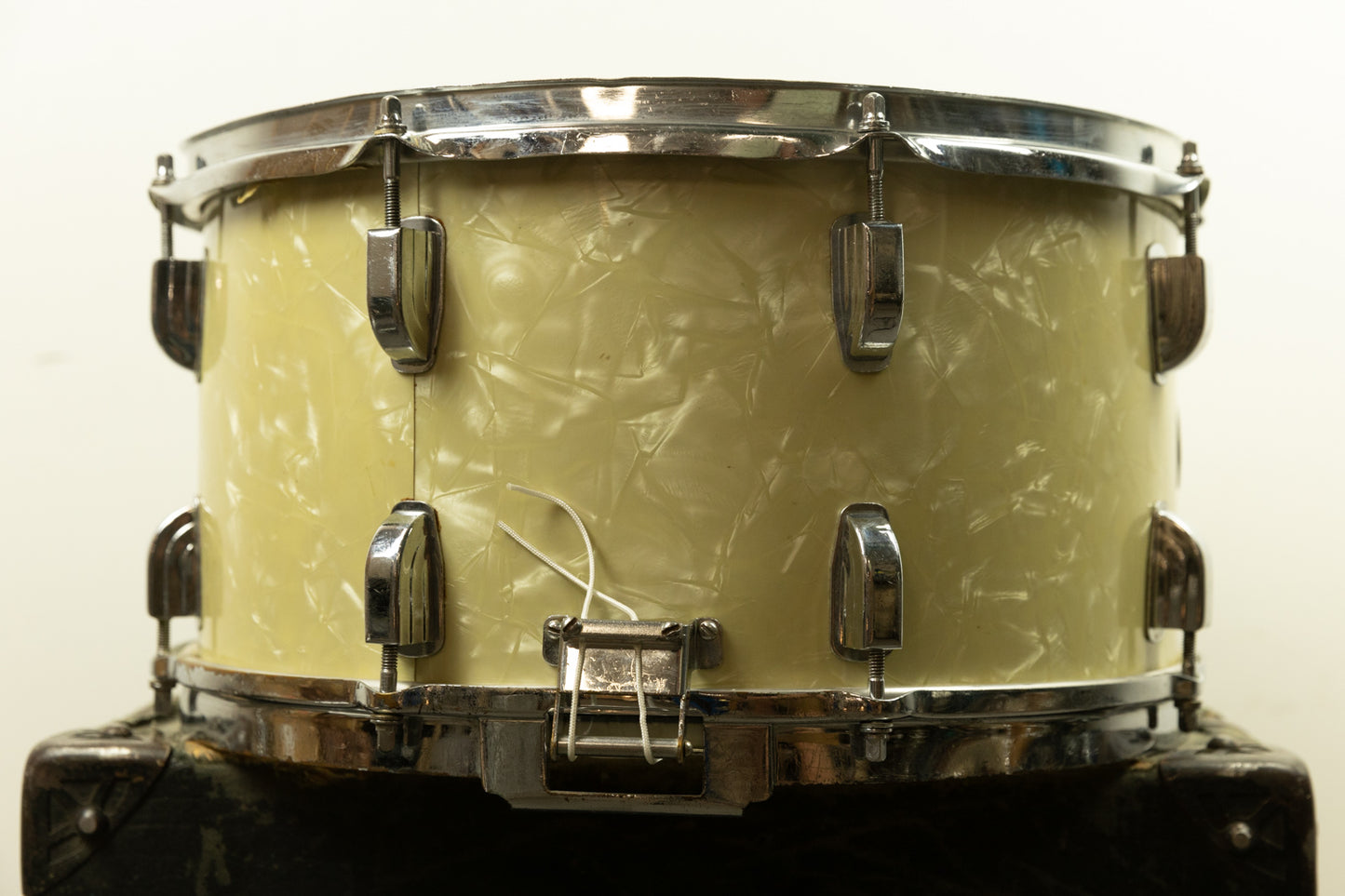1950s Leedy 8x15 "Concert King" White Marine Pearl Snare Drum