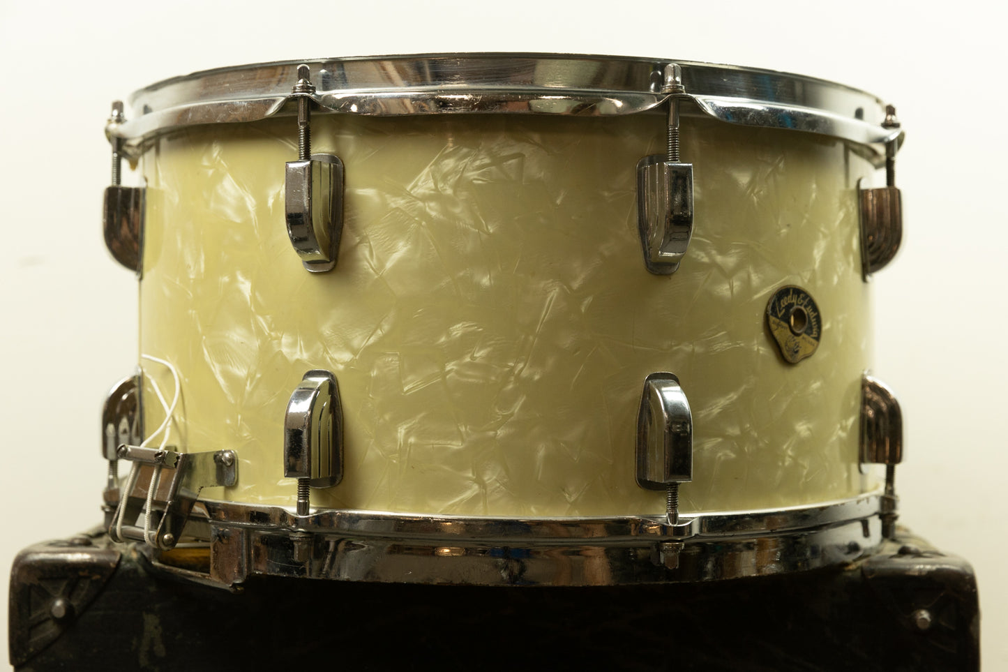 1950s Leedy 8x15 "Concert King" White Marine Pearl Snare Drum