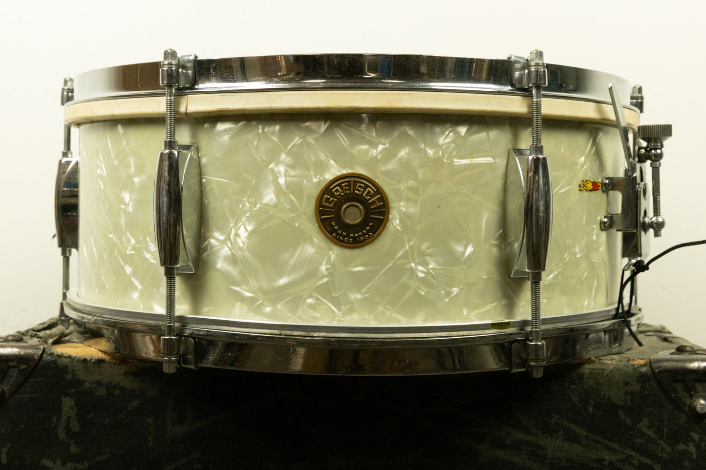 1960s Gretsch 5.5x14 White Marine Pearl Dixieland Snare Drum