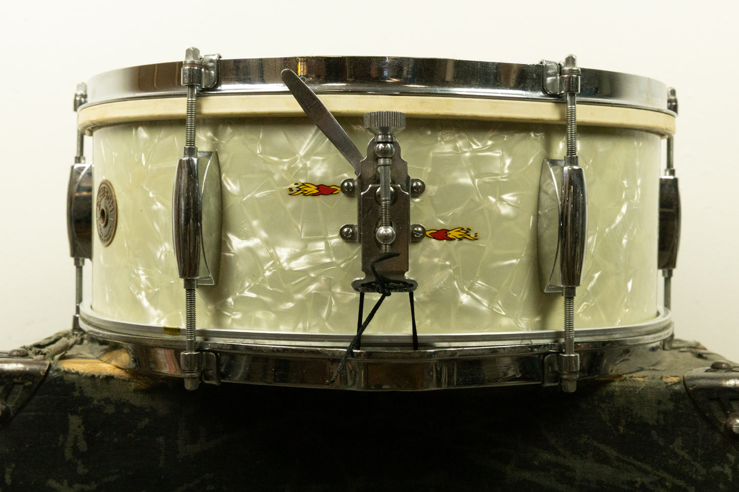 1960s Gretsch 5.5x14 White Marine Pearl Dixieland Snare Drum
