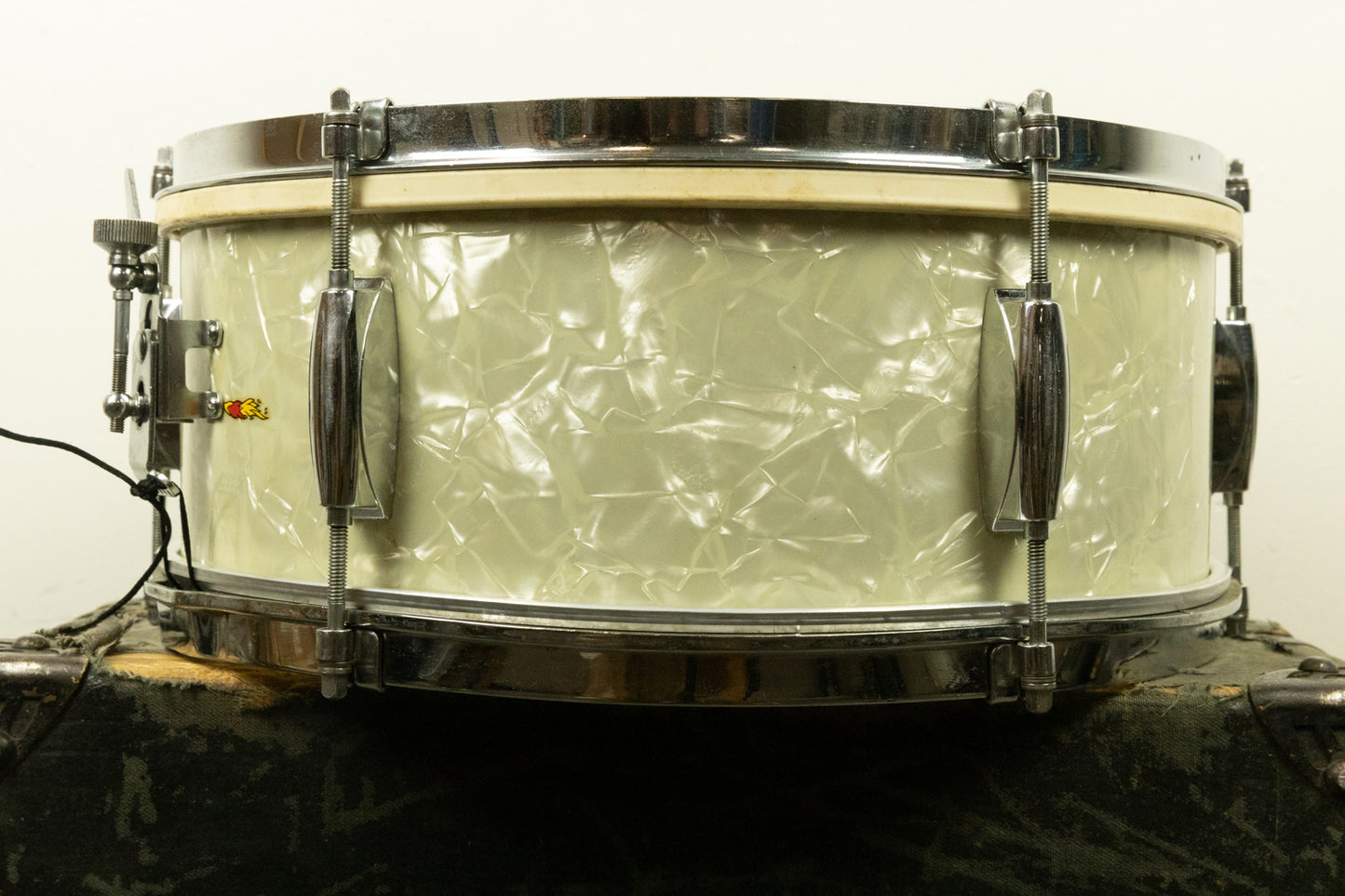 1960s Gretsch 5.5x14 White Marine Pearl Dixieland Snare Drum
