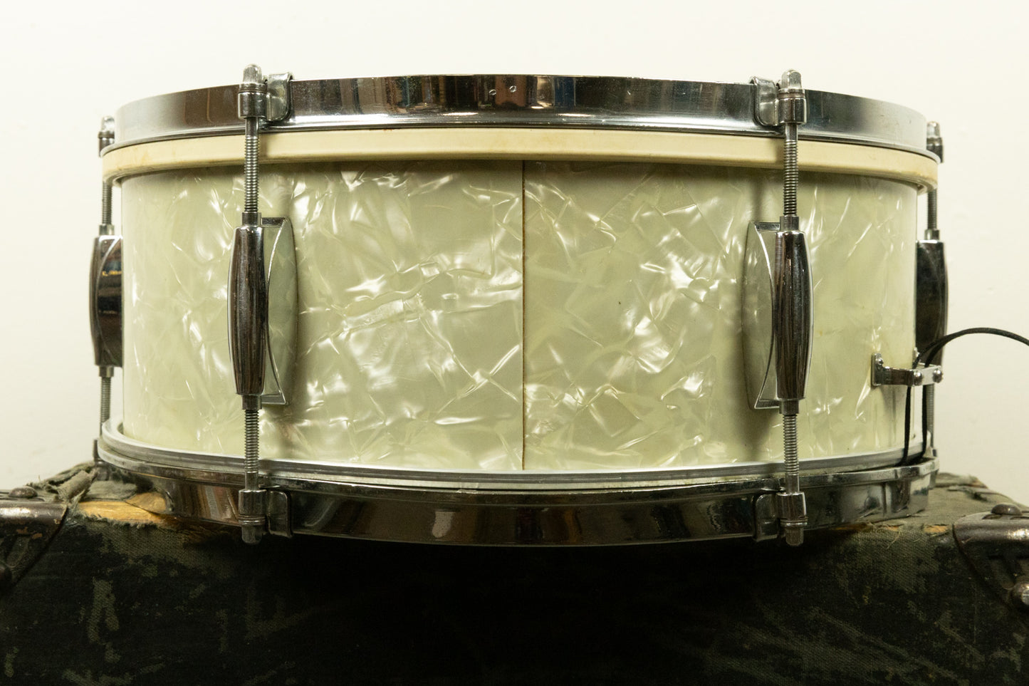 1960s Gretsch 5.5x14 White Marine Pearl Dixieland Snare Drum