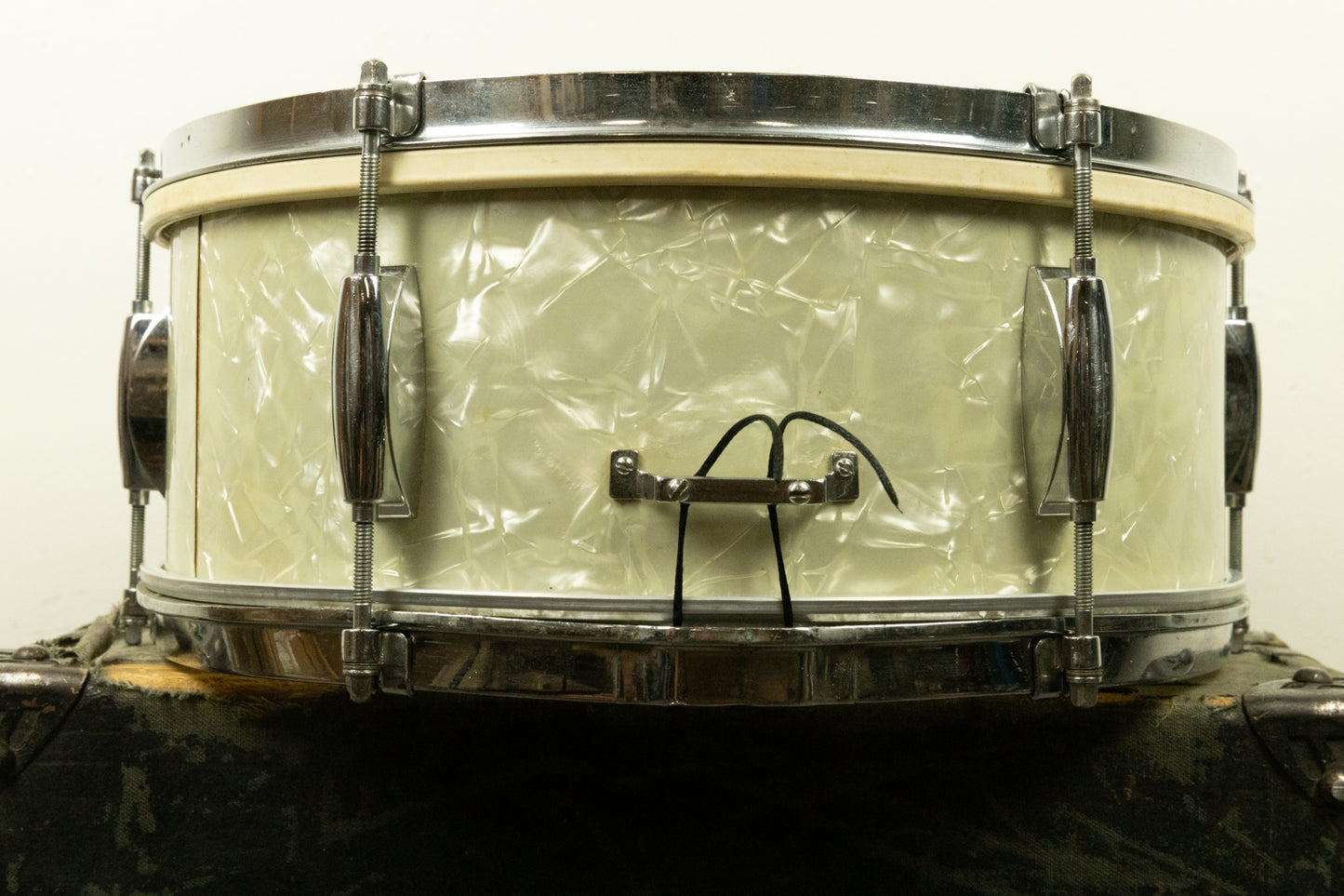 1960s Gretsch 5.5x14 White Marine Pearl Dixieland Snare Drum