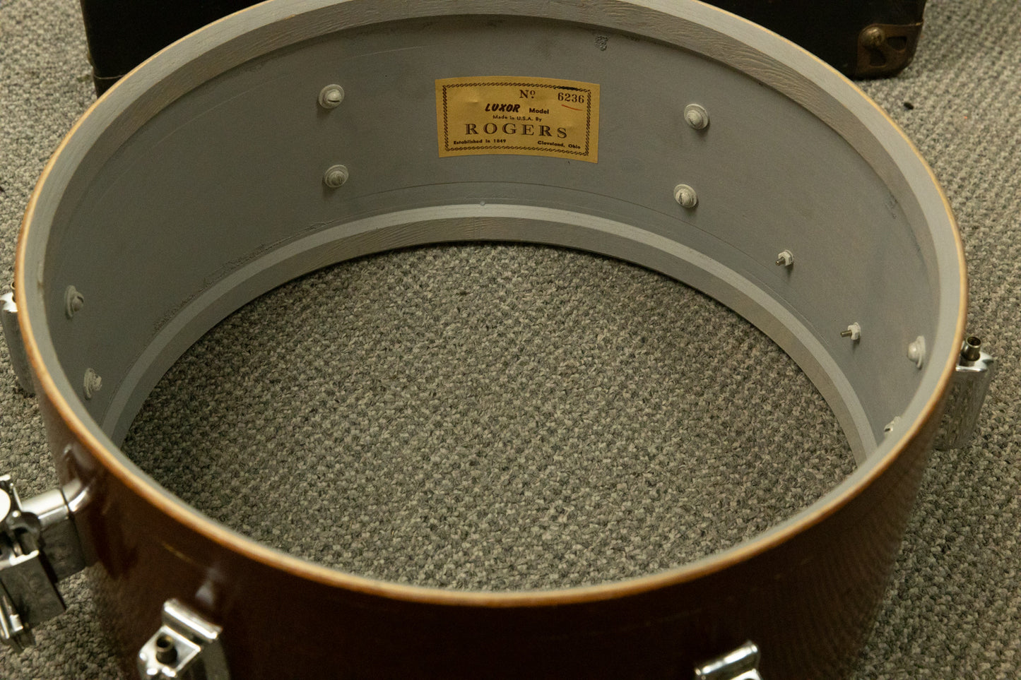 1964 Rogers 6.5x14 Luxor Natural Mahogany Snare Drum