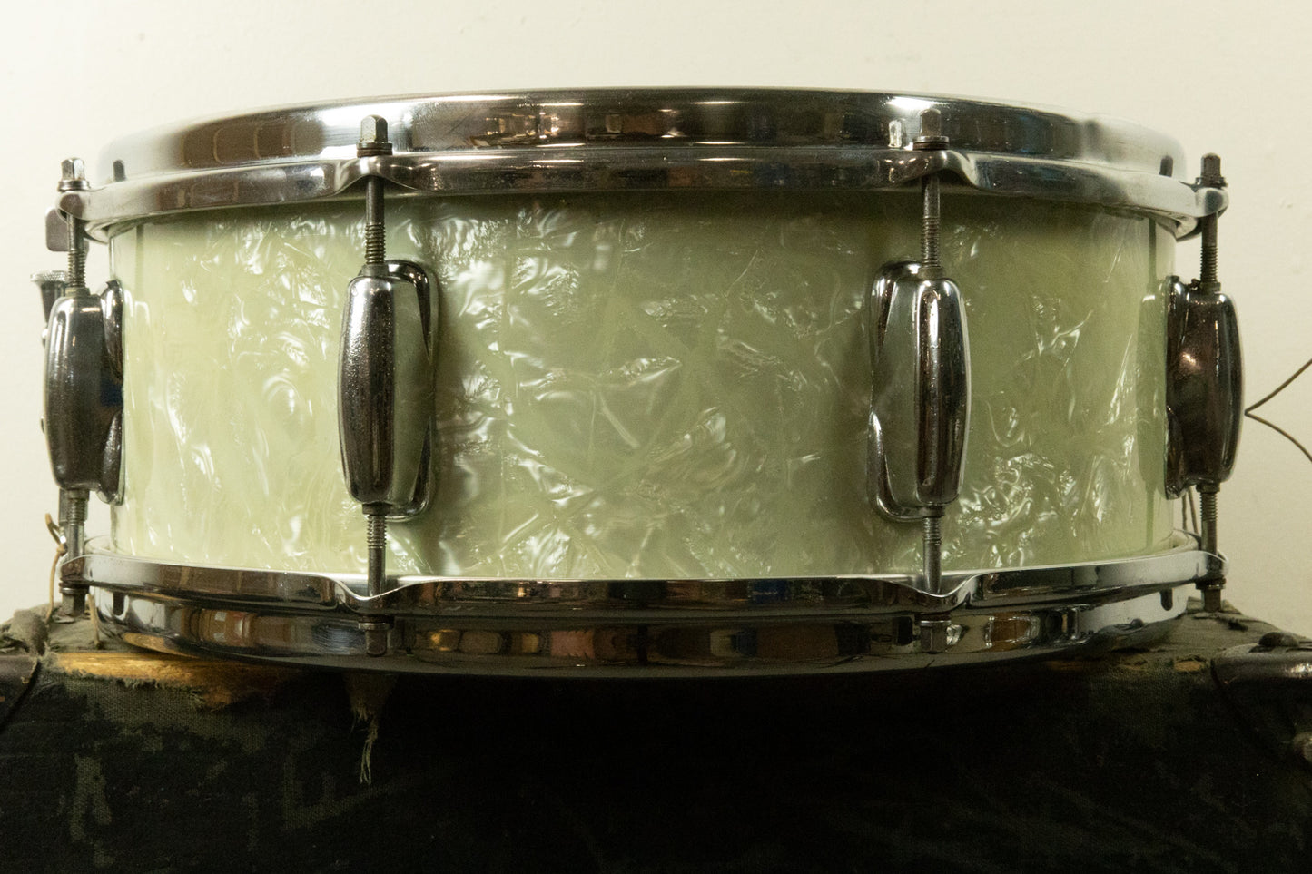1960s Slingerland 5x14 White Marine Pearl Hollywood Ace Snare Drum
