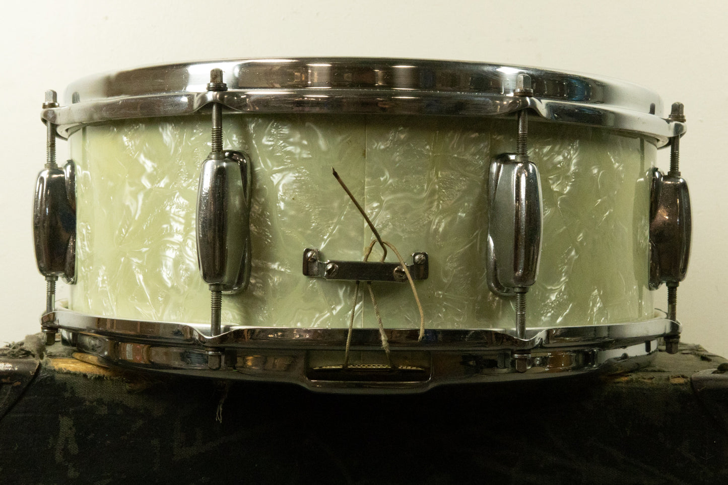 1960s Slingerland 5x14 White Marine Pearl Hollywood Ace Snare Drum