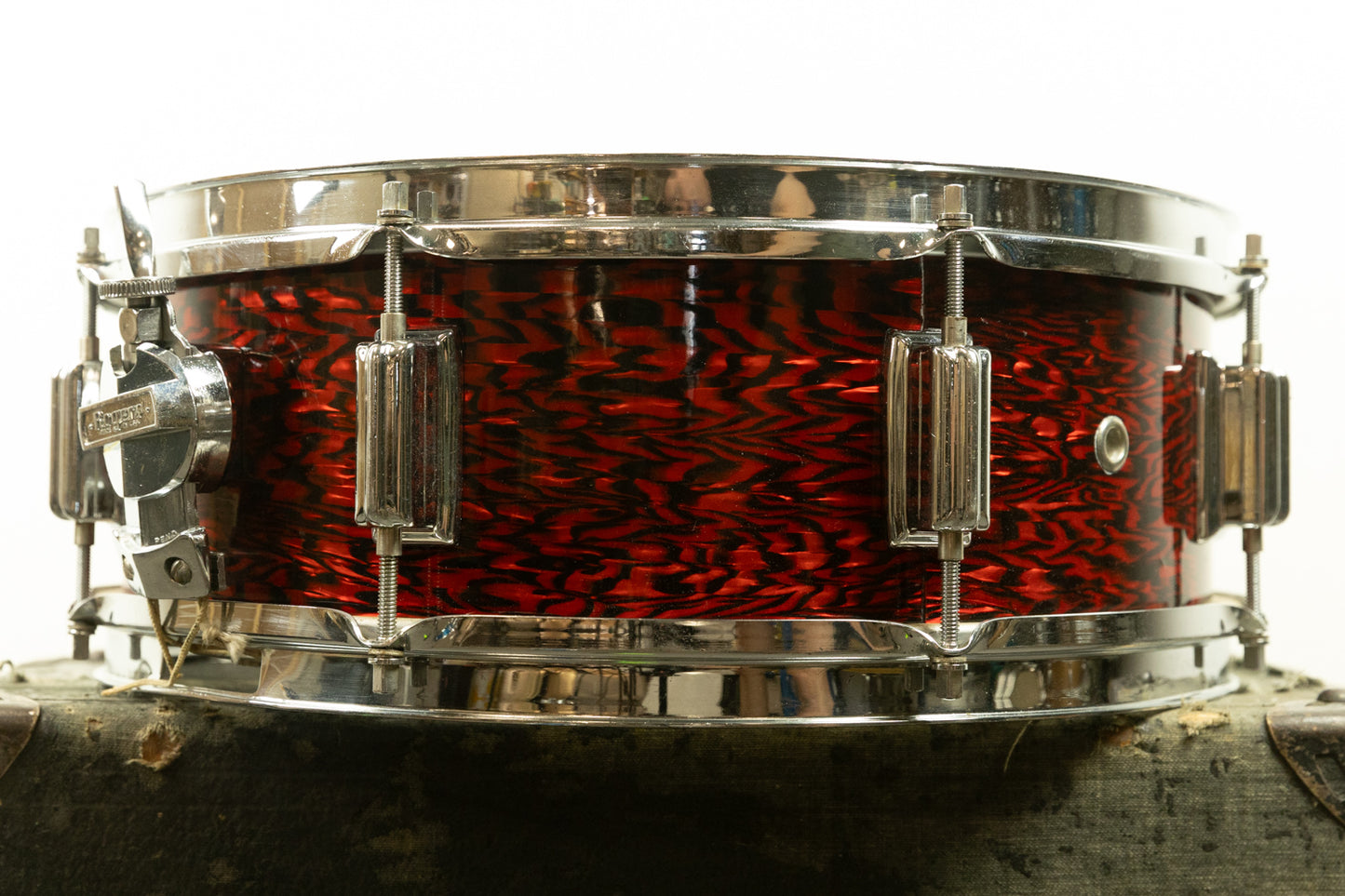 1960s Rogers 5x14 Red Onyx Pearl Powertone Snare Drum