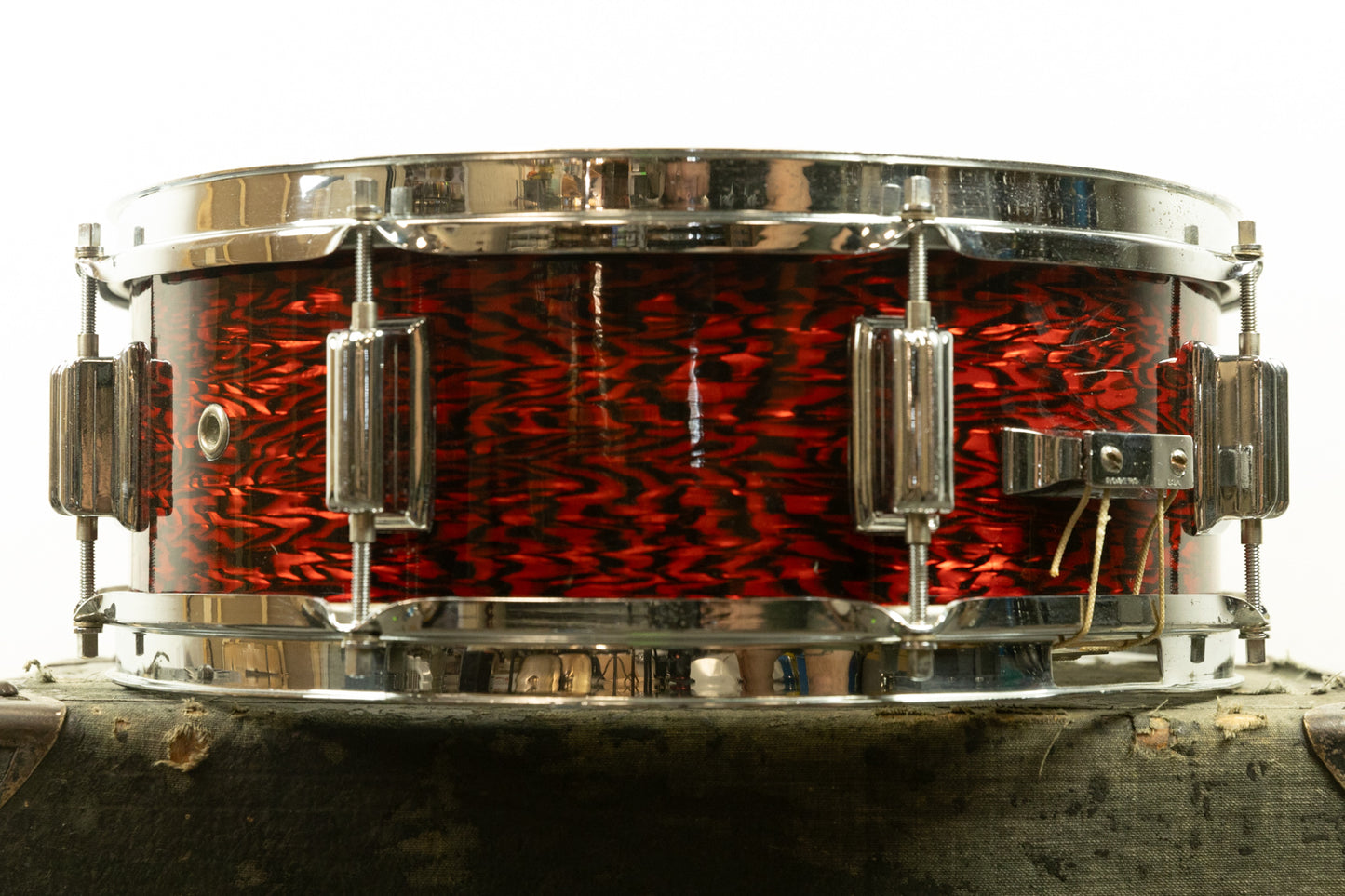 1960s Rogers 5x14 Red Onyx Pearl Powertone Snare Drum
