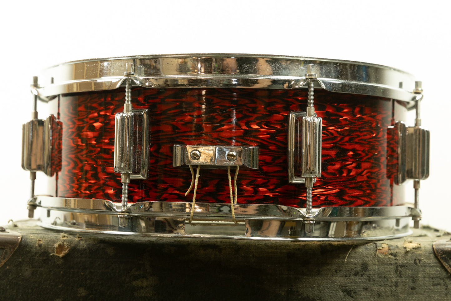 1960s Rogers 5x14 Red Onyx Pearl Powertone Snare Drum