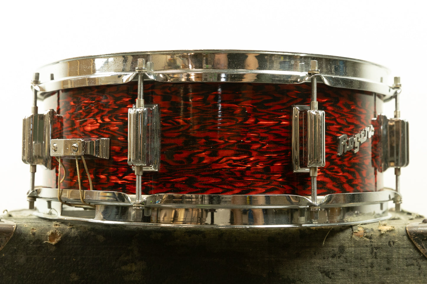 1960s Rogers 5x14 Red Onyx Pearl Powertone Snare Drum