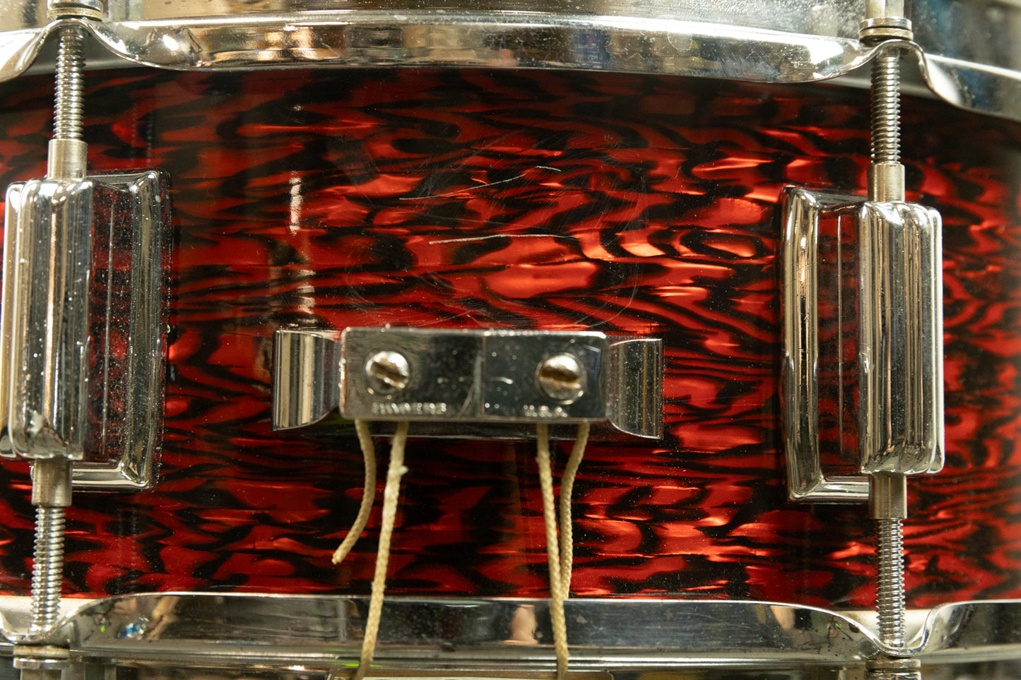 1960s Rogers 5x14 Red Onyx Pearl Powertone Snare Drum