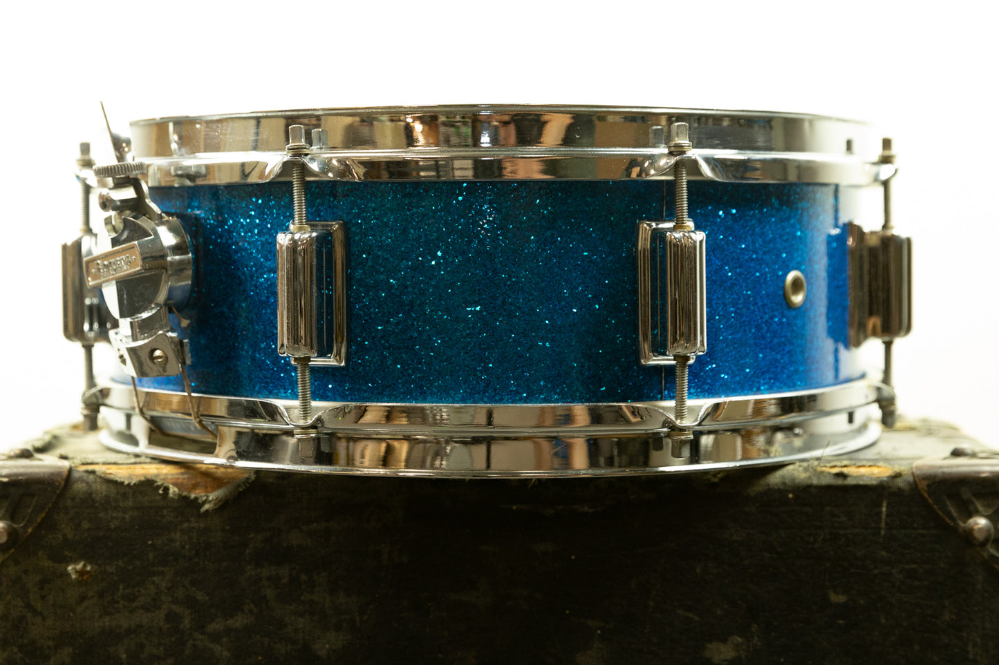 1960s Rogers 5x14 Blue Sparkle Pearl Powertone Snare Drum