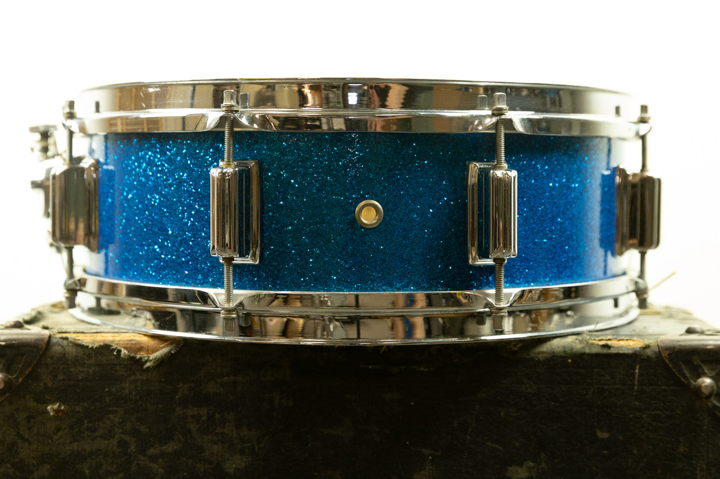 1960s Rogers 5x14 Blue Sparkle Pearl Powertone Snare Drum