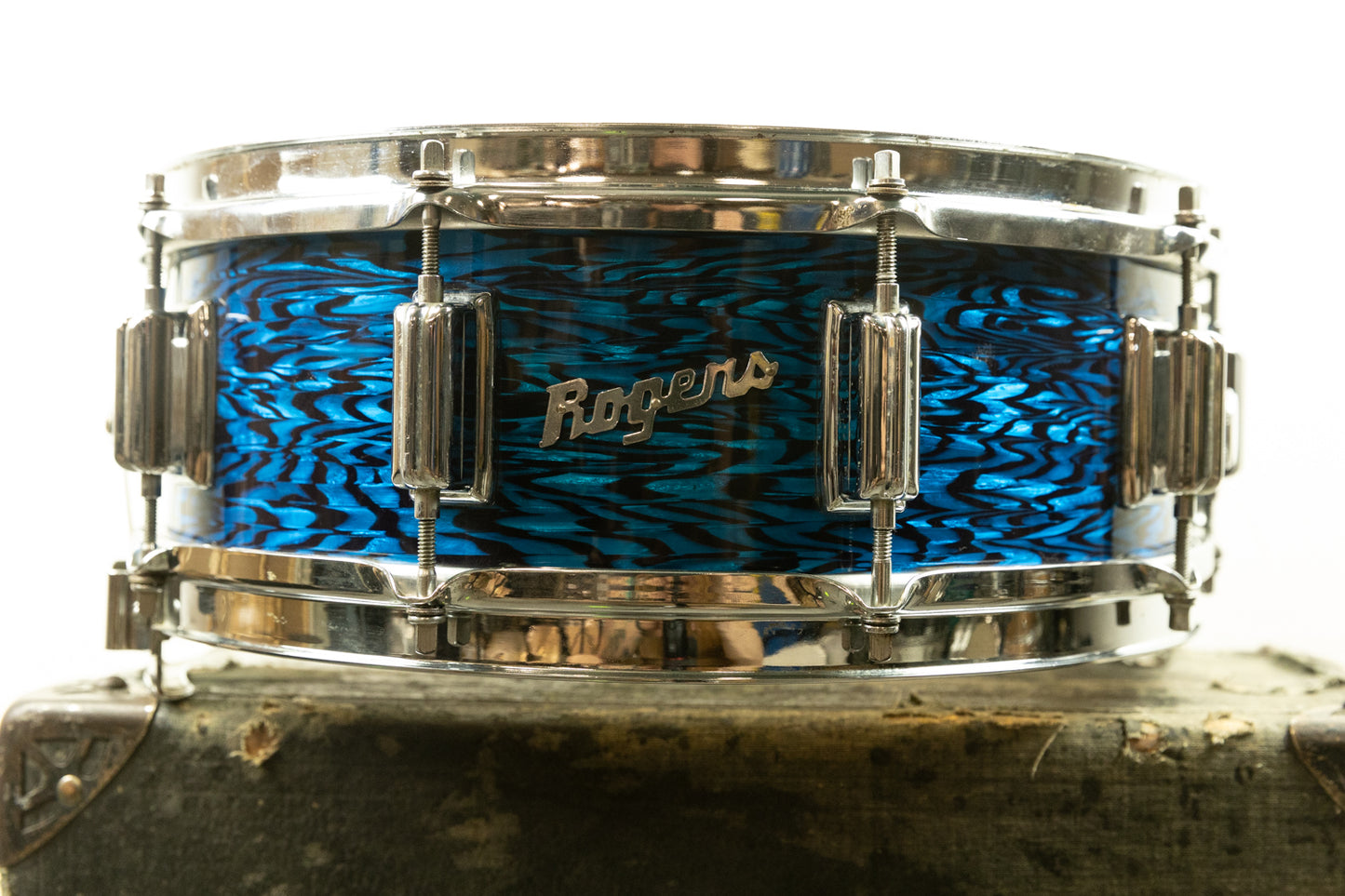 1960s Rogers 5x14 Blue Onyx Pearl Dynasonic Snare Drum