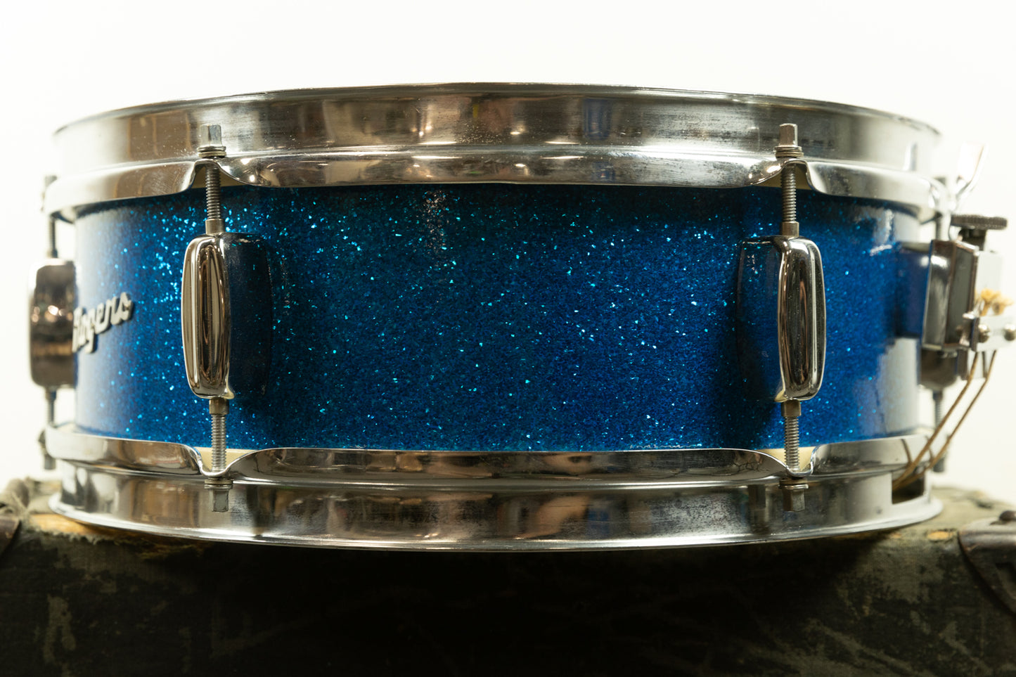 1960s Rogers 5x14 Blue Sparkle Pearl Luxor Snare Drum