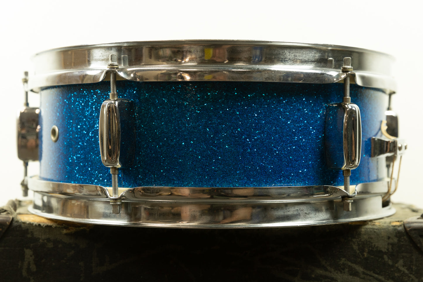 1960s Rogers 5x14 Blue Sparkle Pearl Luxor Snare Drum