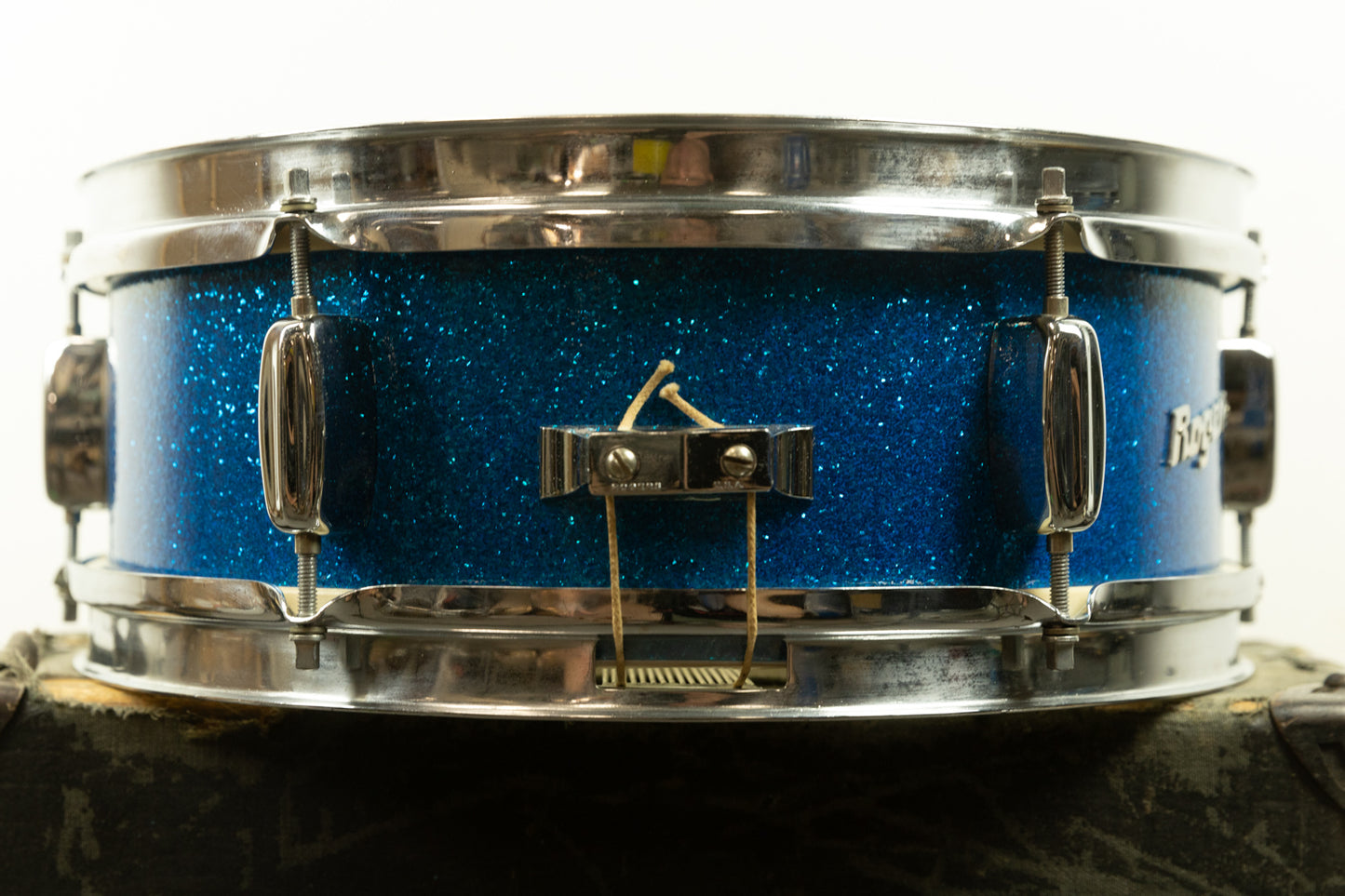 1960s Rogers 5x14 Blue Sparkle Pearl Luxor Snare Drum