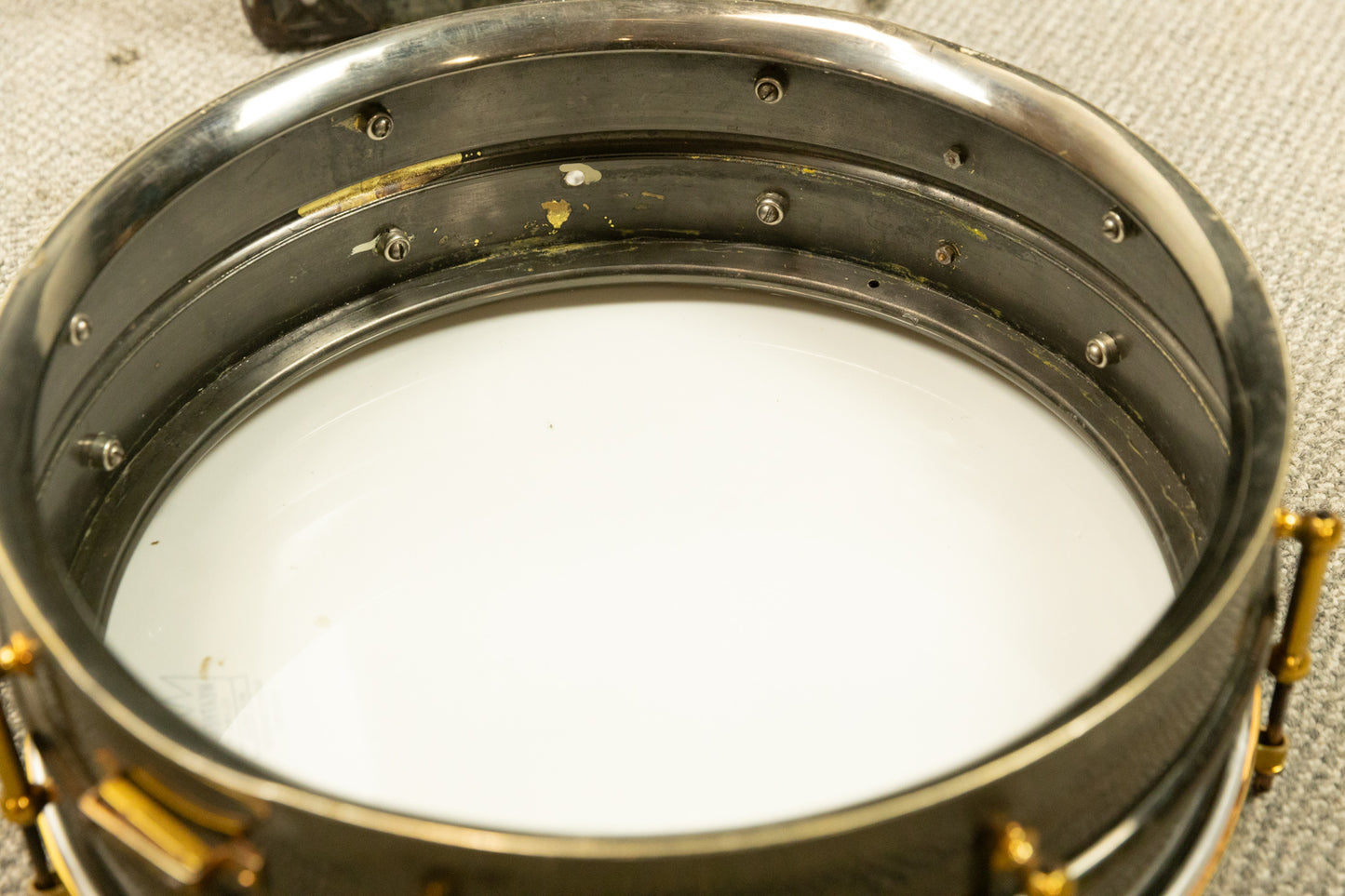 1920s Ludwig 5x14 Scroll Engraved Black Beauty Snare Drum