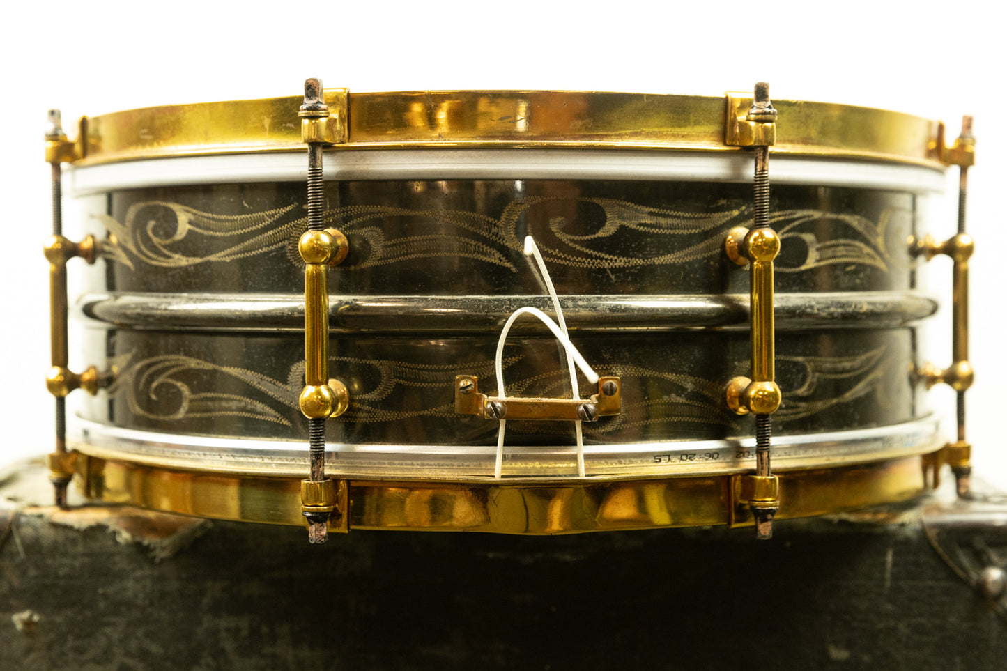 1920s Ludwig 5x14 Scroll Engraved Black Beauty Snare Drum