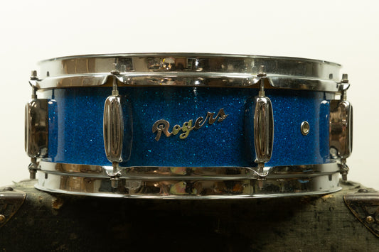 1959 Rogers 5x14 "Pirate Badge" Sparkling Blue Pearl Holiday Snare Drum