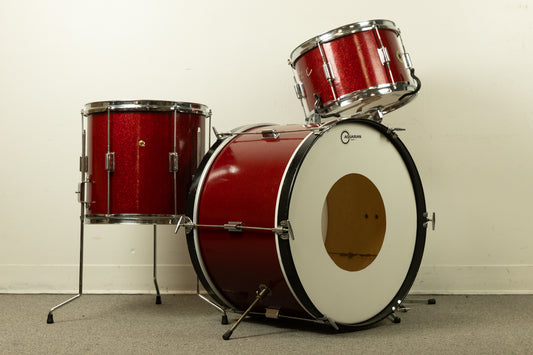 Vintage Kent Red Sparkle 14x22 9x13 and 13x14 Drum Set