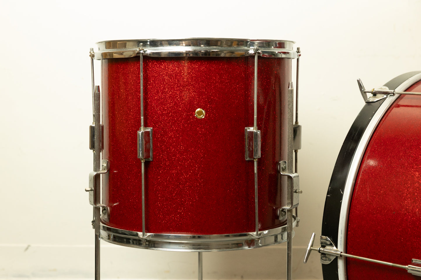 Vintage Kent Red Sparkle 14x22 9x13 and 13x14 Drum Set