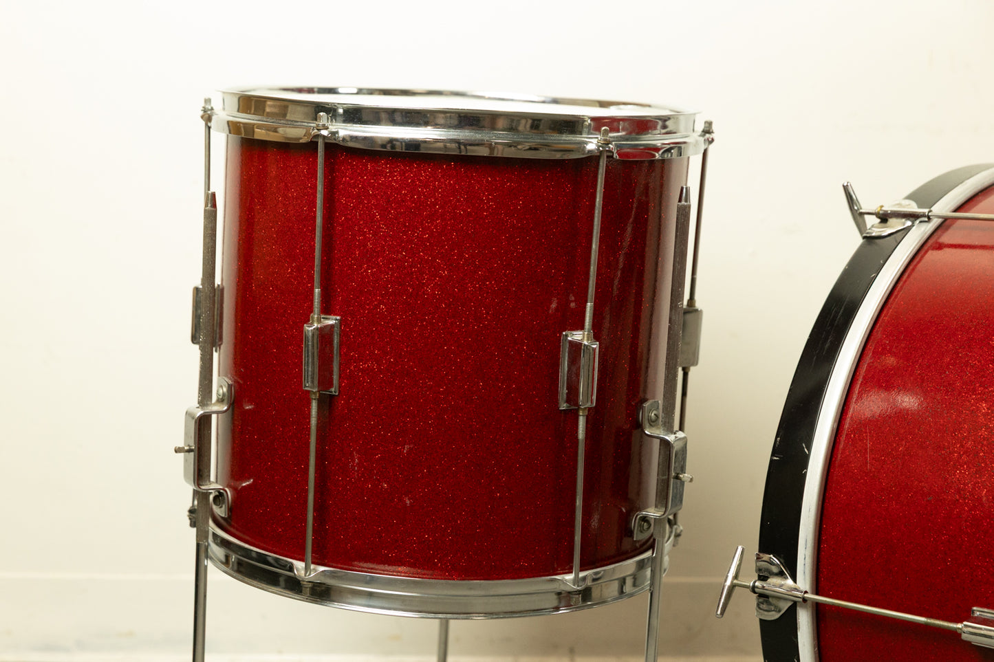 Vintage Kent Red Sparkle 14x22 9x13 and 13x14 Drum Set