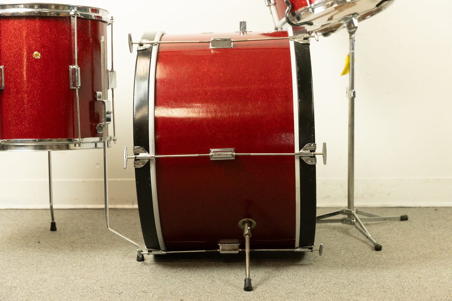 Vintage Kent Red Sparkle 14x22 9x13 and 13x14 Drum Set