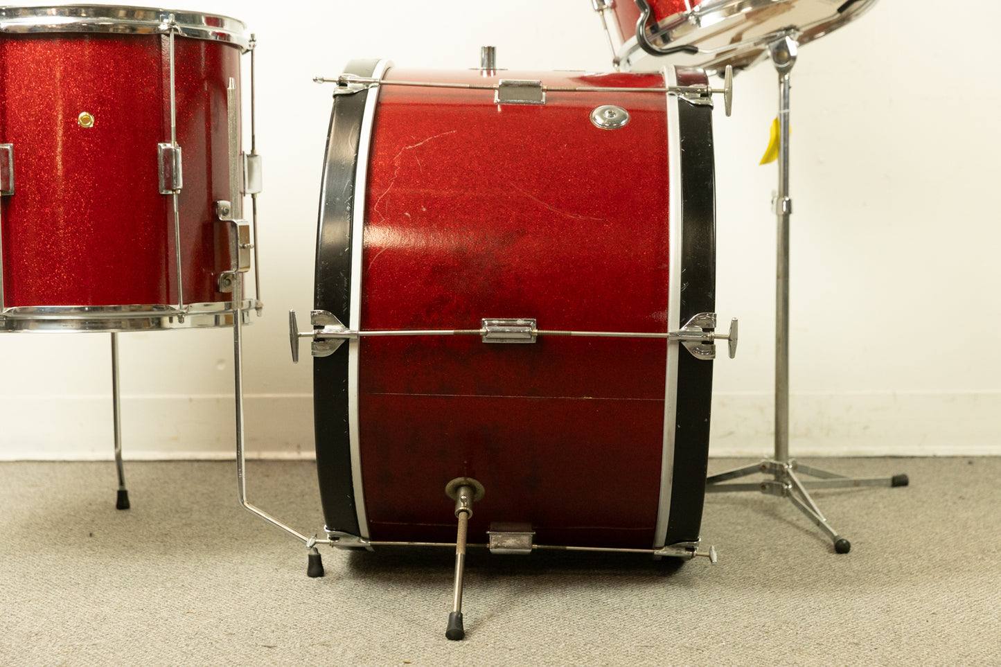 Vintage Kent Red Sparkle 14x22 9x13 and 13x14 Drum Set