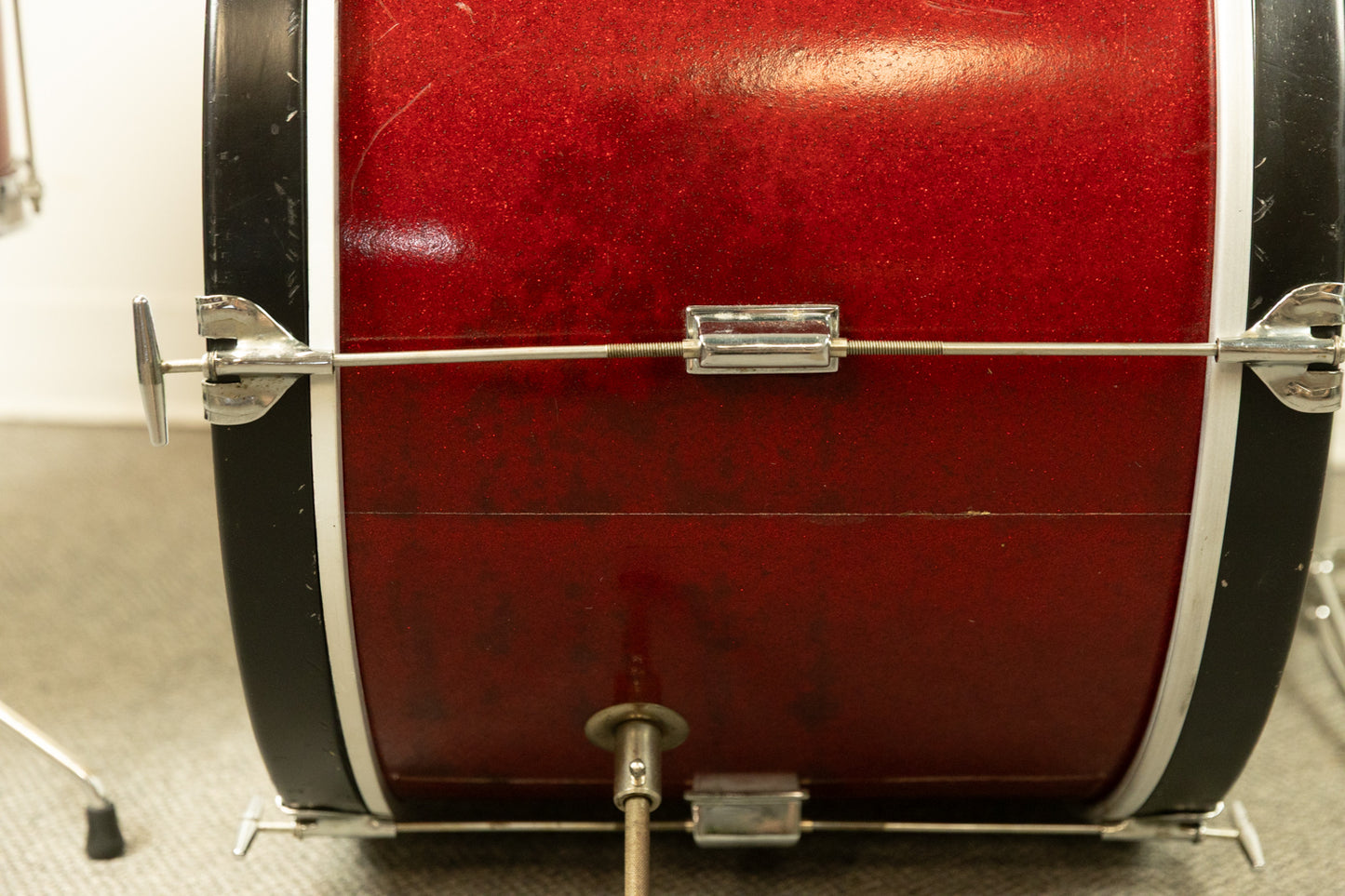 Vintage Kent Red Sparkle 14x22 9x13 and 13x14 Drum Set
