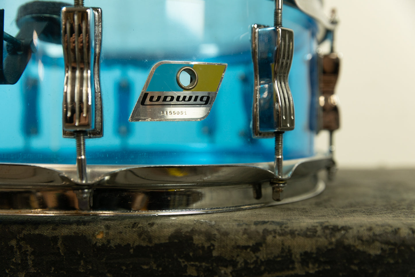 1970s Ludwig 5x14 Blue Vistalite Snare Drum